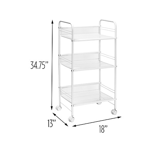 HoneyCanDo 3Shelf Metal Mobile Utility Cart with Lockable Wheels