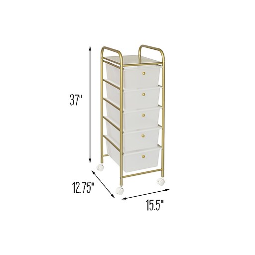 HoneyCanDo 1Shelf Steel Rolling Storage Cart with Plastic Drawers