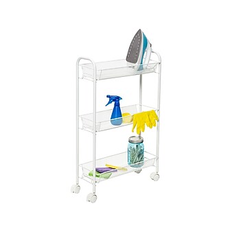 Honey-Can-Do Wire Mobile Utility Cart with Lockable Wheels, White (CRT-08582)