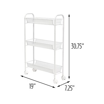Honey-Can-Do Wire Mobile Utility Cart with Lockable Wheels, White (CRT-08582)