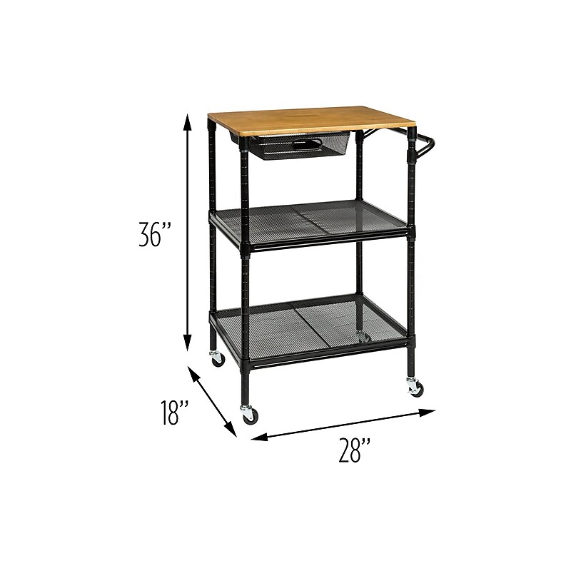 Honey-Can-Do Kitchen 2-Shelf Metal Mobile Kitchen Cart with Lockable Wheels, Matte Black/Brown (CRT-08456) image 1