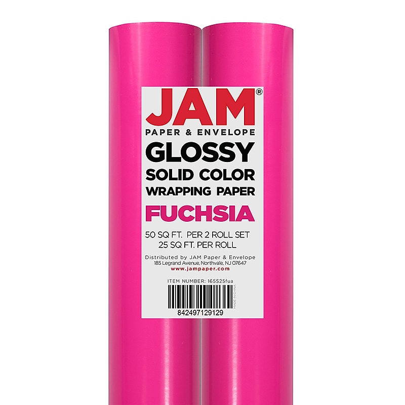 JAM Paper Wrapping Paper, 25 Sq. ft. x 30", Fuchsia, 2/Pack (165S25FUA) image 1