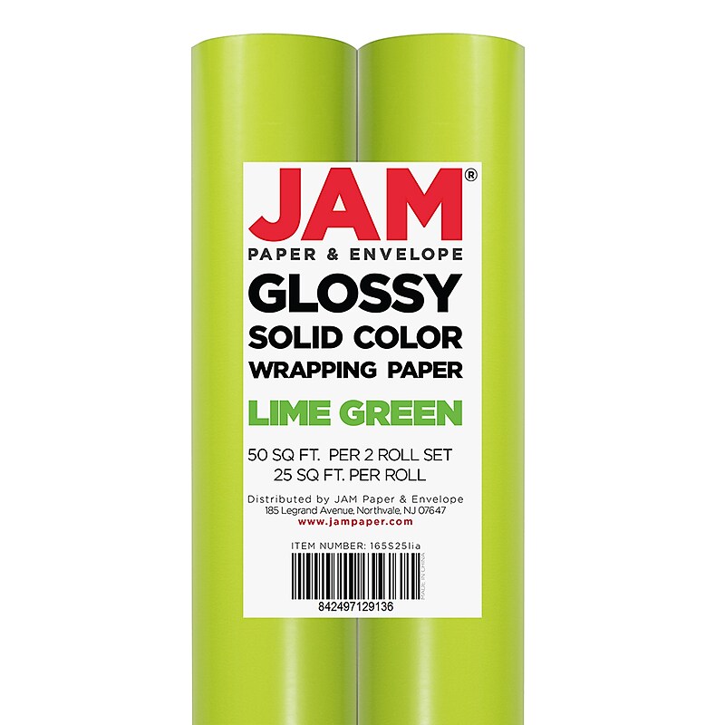 JAM Paper Wrapping Paper, 25 Sq. ft. x 30", Lime Green, 2/Pack (165S25LIA) image 1