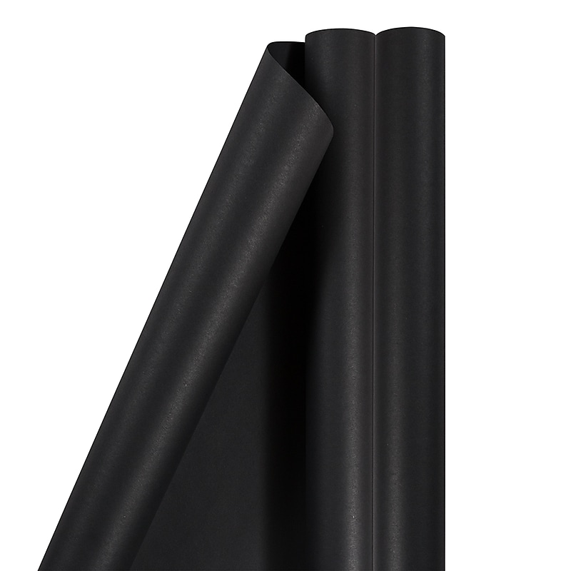 JAM Paper Wrapping Paper, 25 Sq. ft. x 30", Matte Black, 2/Pack (277013526A) image 1