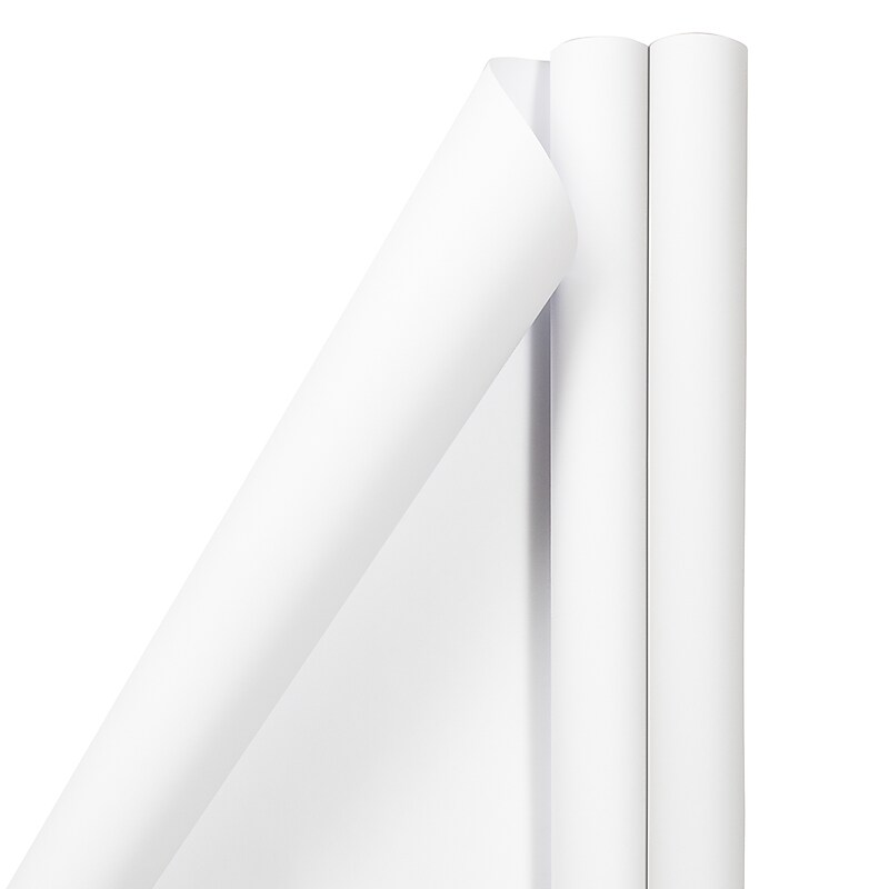JAM Paper Wrapping Paper, 25 Sq. ft. x 30", Matte White, 2/Pack (170128241A) image 1