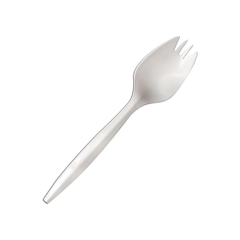 Berkley Square Plastic Spork, Medium-Weight, White, 1000/Carton (1015000) image 1