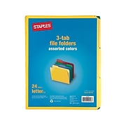 TRU RED™ File Folder, 1/3 Cut, Letter Size, Assorted Colors, 24/Pack (TR285130)