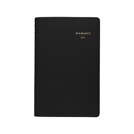5 x 8 Small 24-Hour 2022 Daily Appointment Book & Planner by AT-A-GLANCE Black 7020305