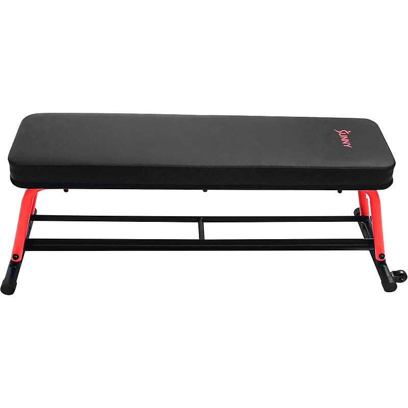 Sunny Health & Fitness Power Zone Black/Red Strength Flat Bench, 1000 Lbs. Weight Capacity (SF-BH6996) image 1