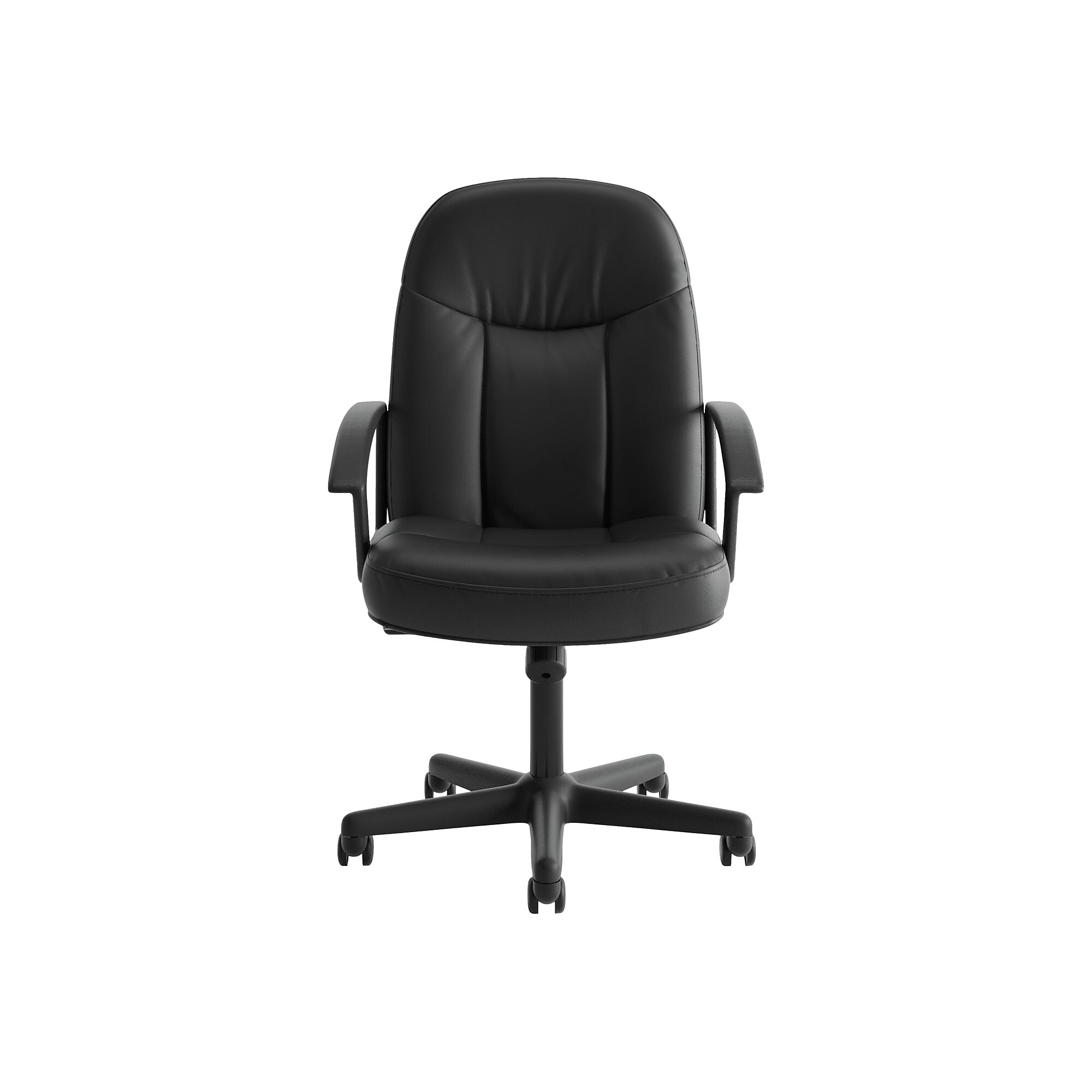 HON SofThread Leather High-Back Executive Chair, Center-Tilt, Fixed Arms, Black (BSXVL601SB11) Simolary simolary.com