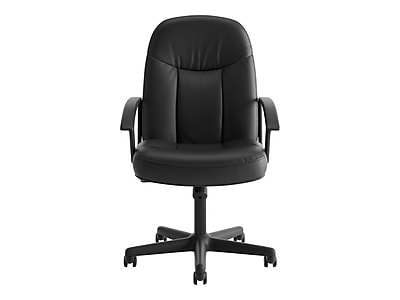 HON SofThread Leather High-Back Executive Chair, Center-Tilt, Fixed Arms, Black (BSXVL601SB11) Simolary simolary.com