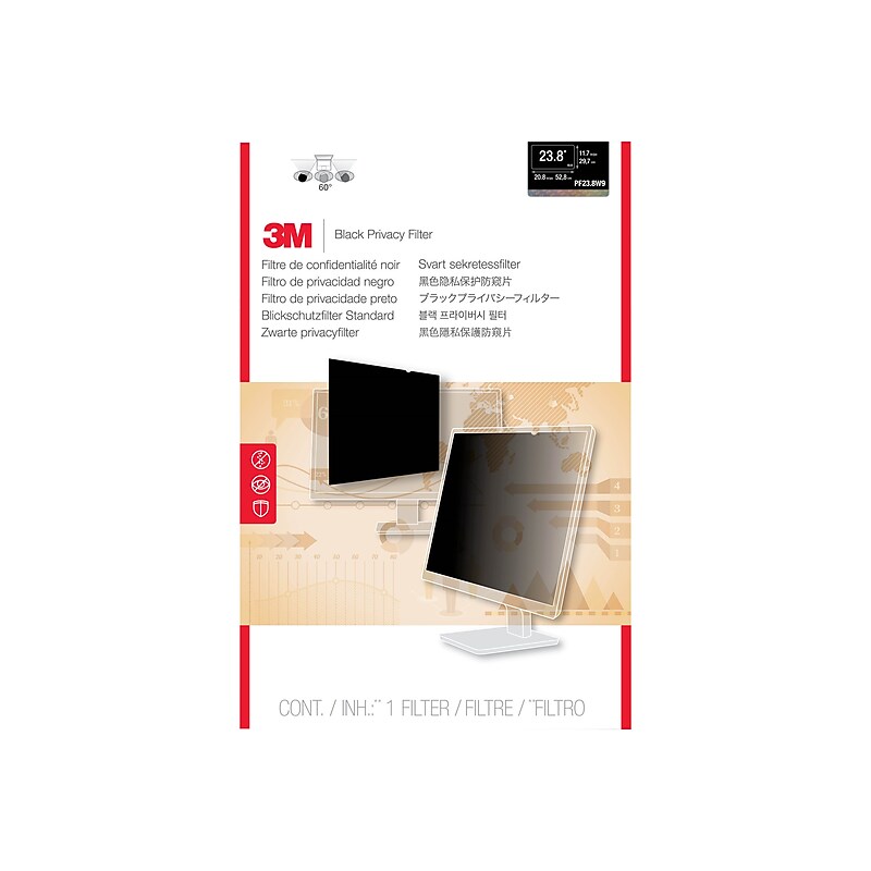 3M Anti-Glare Privacy Filter for 23.8" Widescreen Monitor, 16:9 Aspect Ratio (PF238W9B) image 1