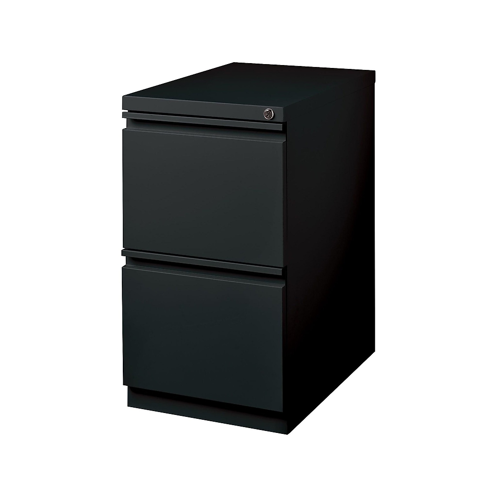 Black Staples 2-drawer vertical file cabinet, front view