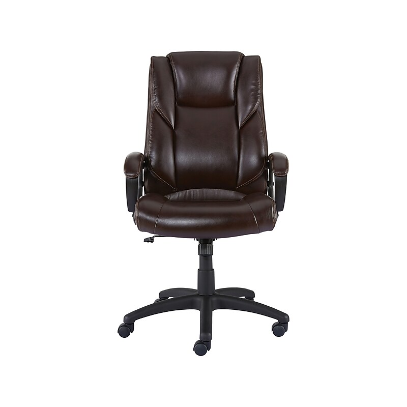 Staples Kelburne Luxura Ergonomic Faux Leather Swivel Executive Chair, Brown (58227-CC) image 1