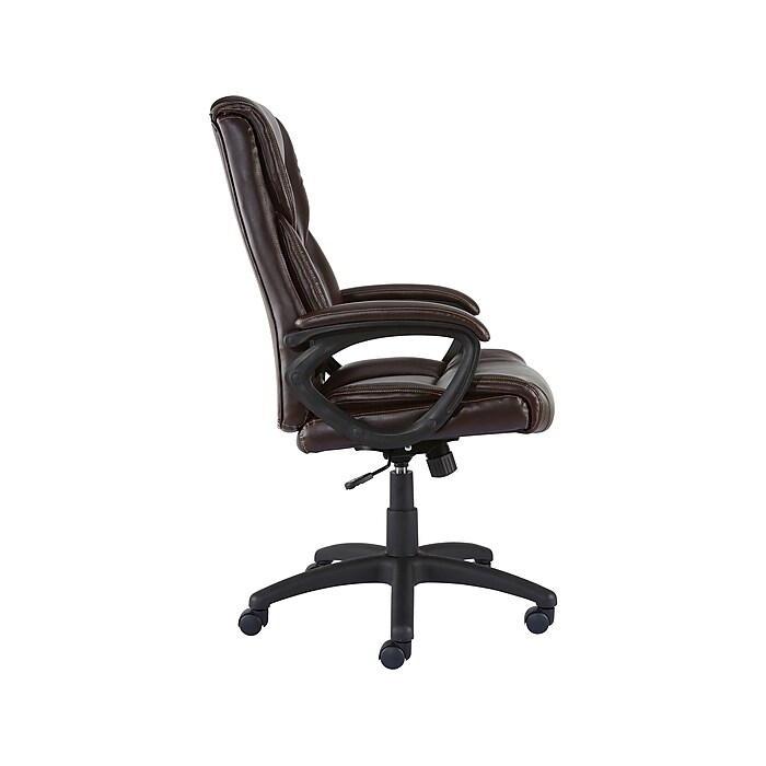 Staples Kelburne Luxura Ergonomic Faux Leather Swivel Executive Chair Brown 58227 CC Staples
