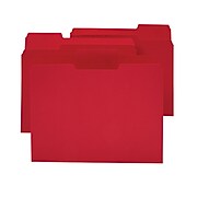 Staples® Colored Top-Tab File Folders, 3 Tab, Red, Letter Size, 24/Pack