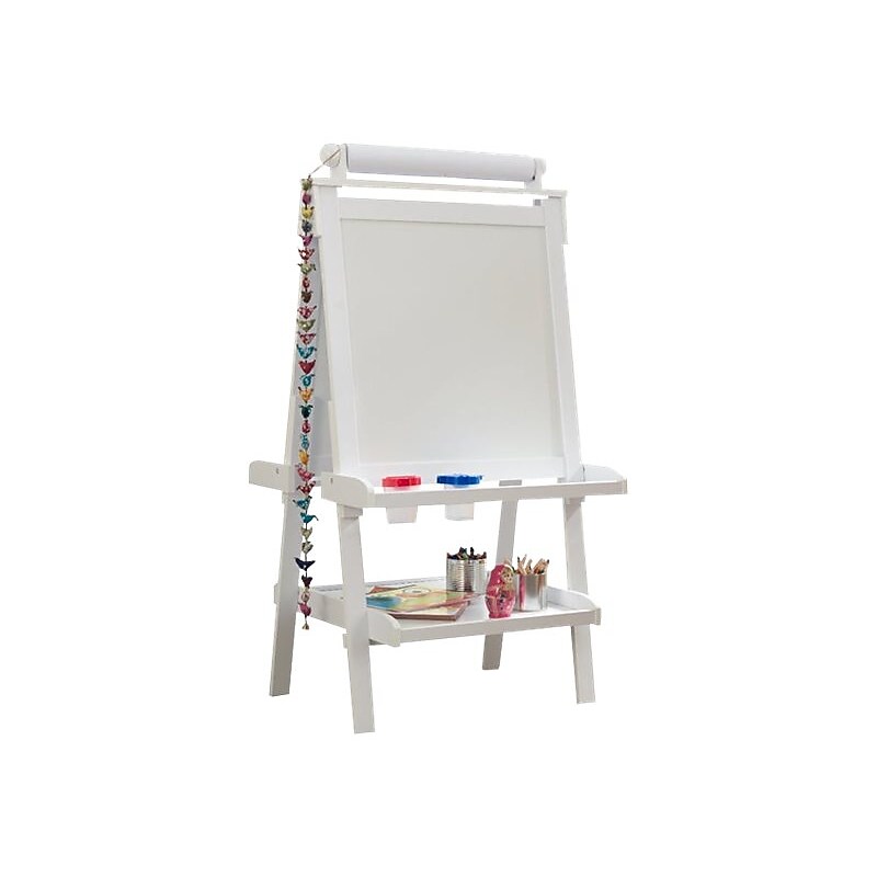 KidKraft Deluxe Dry/Wet Erase Easel, 48", White Wood (62040) image 1
