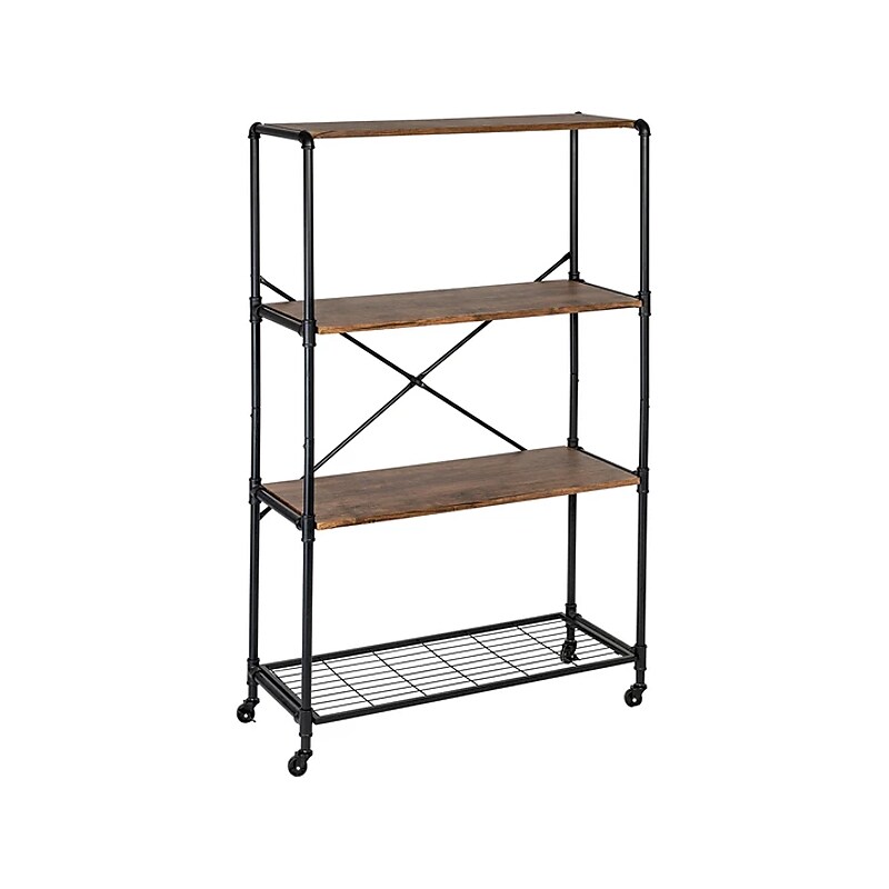 Honey-Can-Do 4-Shelf 63"H Steel Mobile Bookcase, Black (SHF-08838) image 1