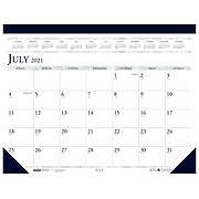 2021-2022 House of Doolittle 17" x 22" Academic Desk Pad Calendar, Classic, White/Blue (155-22)