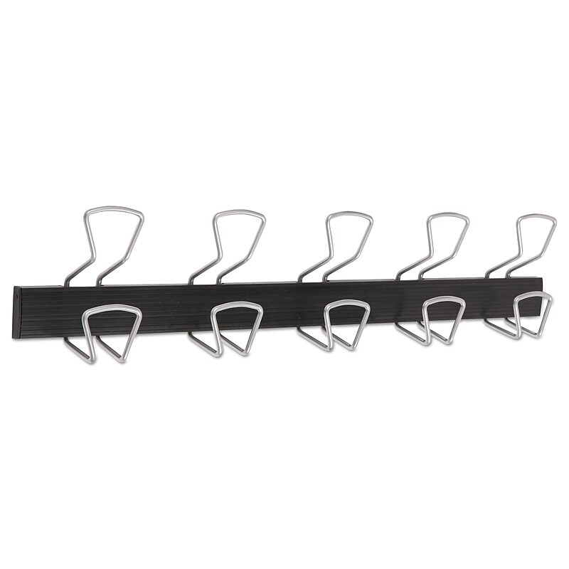 Alba Wall-Mount Coat Hooks, Metal, Silver, 22 lb, 29.92" x 2.95" x 6.45" (ABAPMPRO5M) image 1