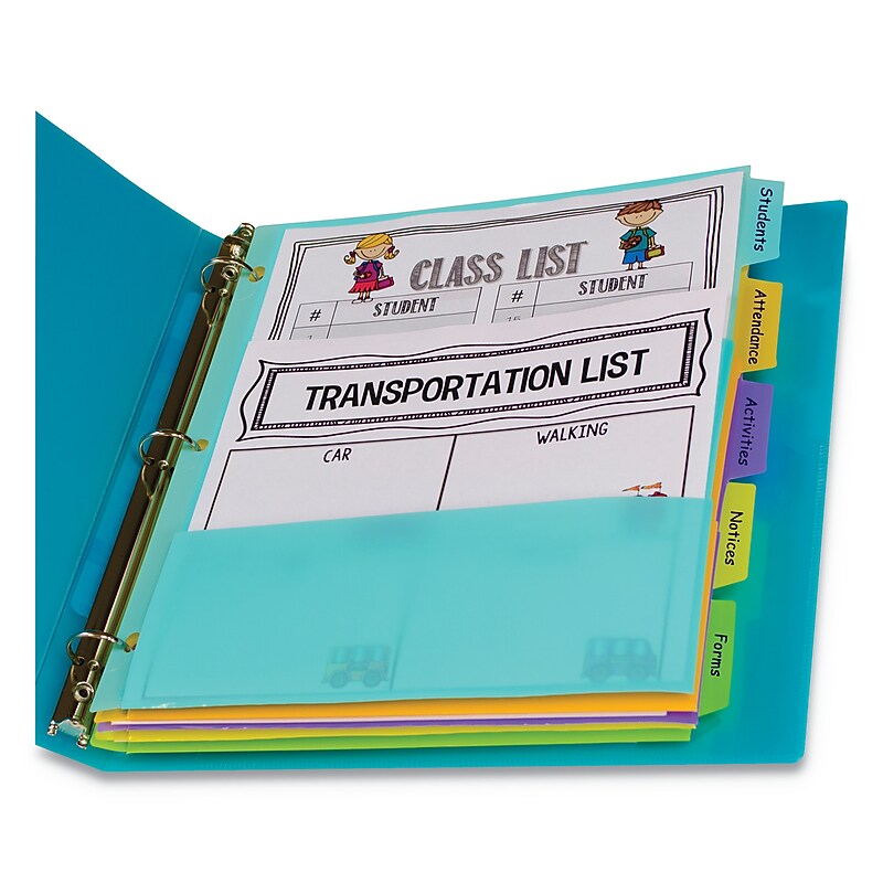 C-Line Index Dividers with Multi-Pockets, 5-Tab, 11.5 x 10, Assorted, 1 Set (CLI07650) image 1