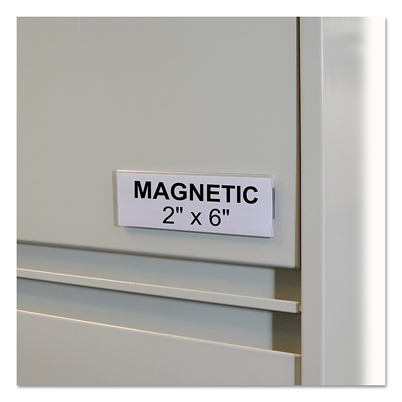 C-Line HOL-DEX Magnetic Shelf/Bin Label Holders, Side Load, 2" x 6", Clear, 10/Box (CLI87247) image 1