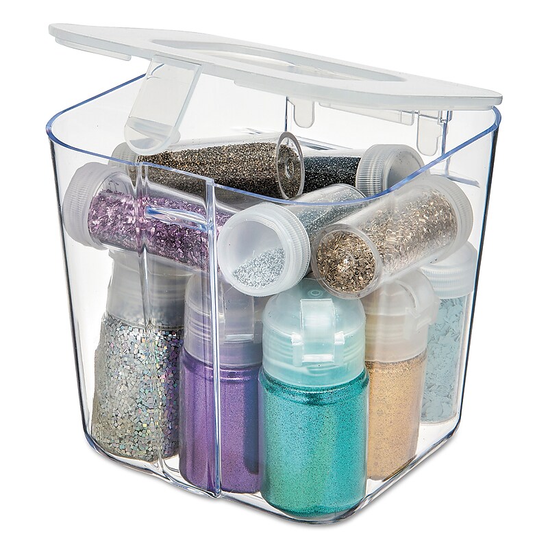 Deflect-O Stackable Caddy Organizer Containers, Small, Clear (DEF29101CR) image 1