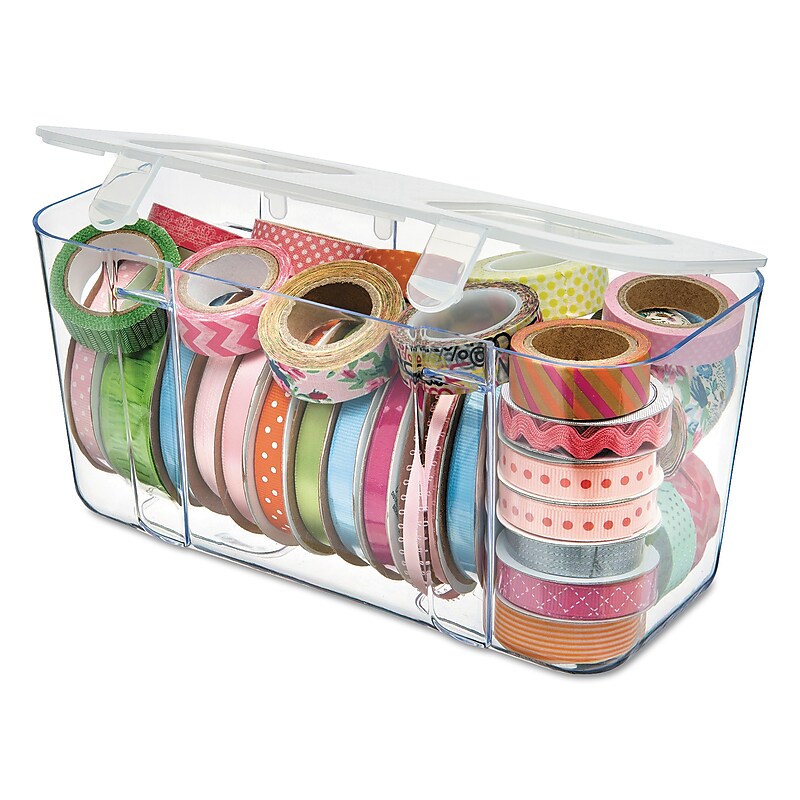 Deflect-O Stackable Caddy Organizer Containers, Medium, Clear (DEF29201CR) image 1