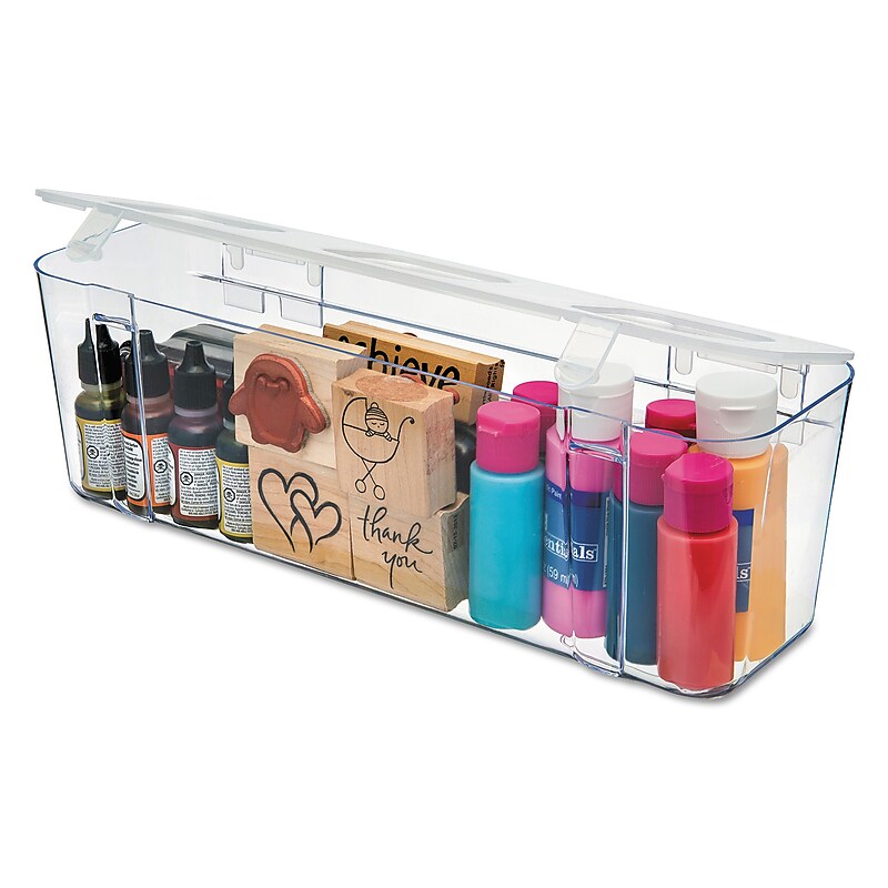 Deflect-O Stackable Containers, Large, Clear (DEF29301CR) image 1