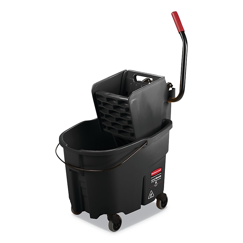Rubbermaid WaveBrake 2.0 Bucket/Wringer Combos, Side-Press, 35 qt, Plastic, Black (RCPFG1863896) image 1