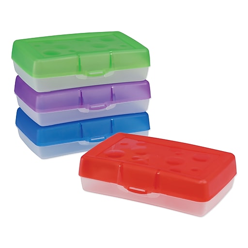 Staples® Translucent Pencil Boxes, Blue, 2 1/4H x 5 5/8W x 8 1/4L