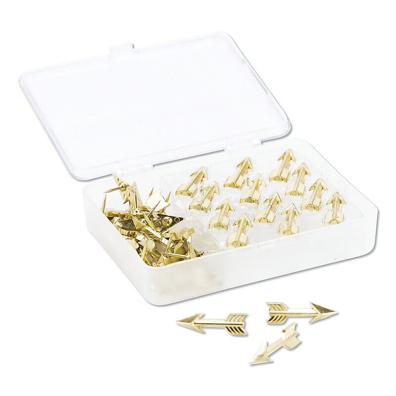 U Brands Fashion Push Pins, Steel, Gold, 3/8", 36/Pack (UBR3083U0624) image 1