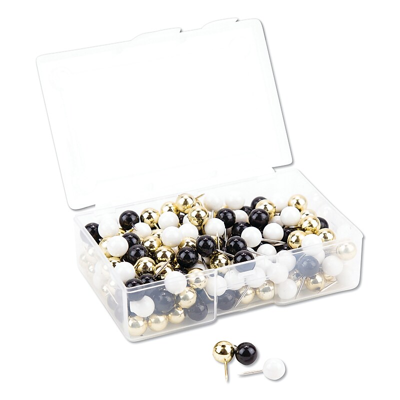 U Brands Fashion Sphere Push Pins, Plastic, Assorted, 7/16", 200/Pack (UBR3084U0624) image 1