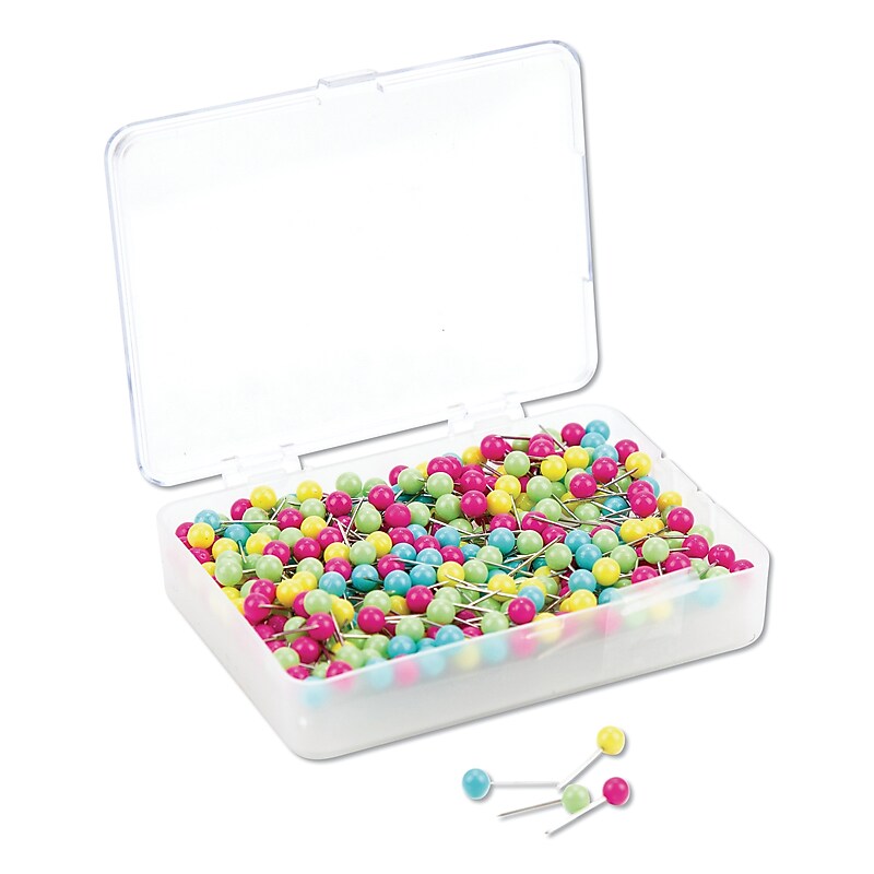 U Brands Map Push Pins, Plastic, Assorted, 1/2", 300/Pack (UBR3086U0624) image 1