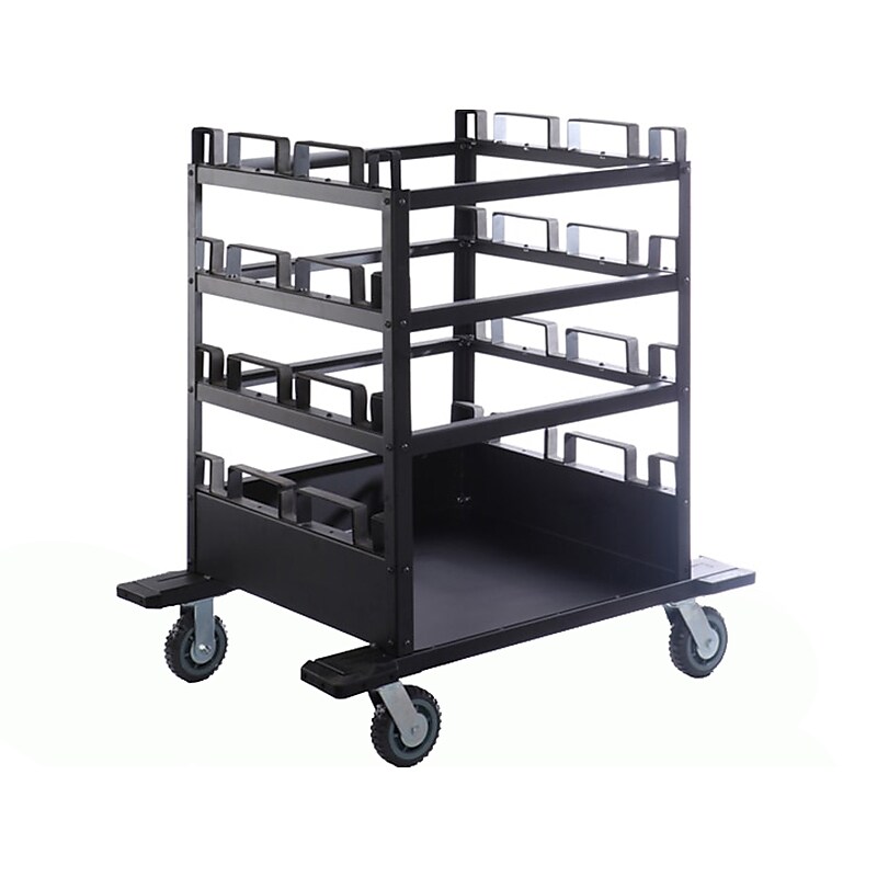 Queue Solutions Horizontal Crowd Control Barrier Post Storage Cart, Black (STCART12H) image 1