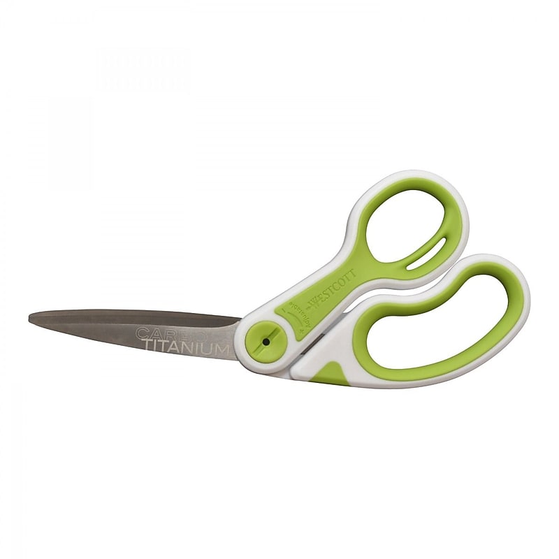 Westcott CarboTitanium 8" Multi-Purpose/Heavy Duty Scissor, Blunt Tip, Green/White (17444) image 1
