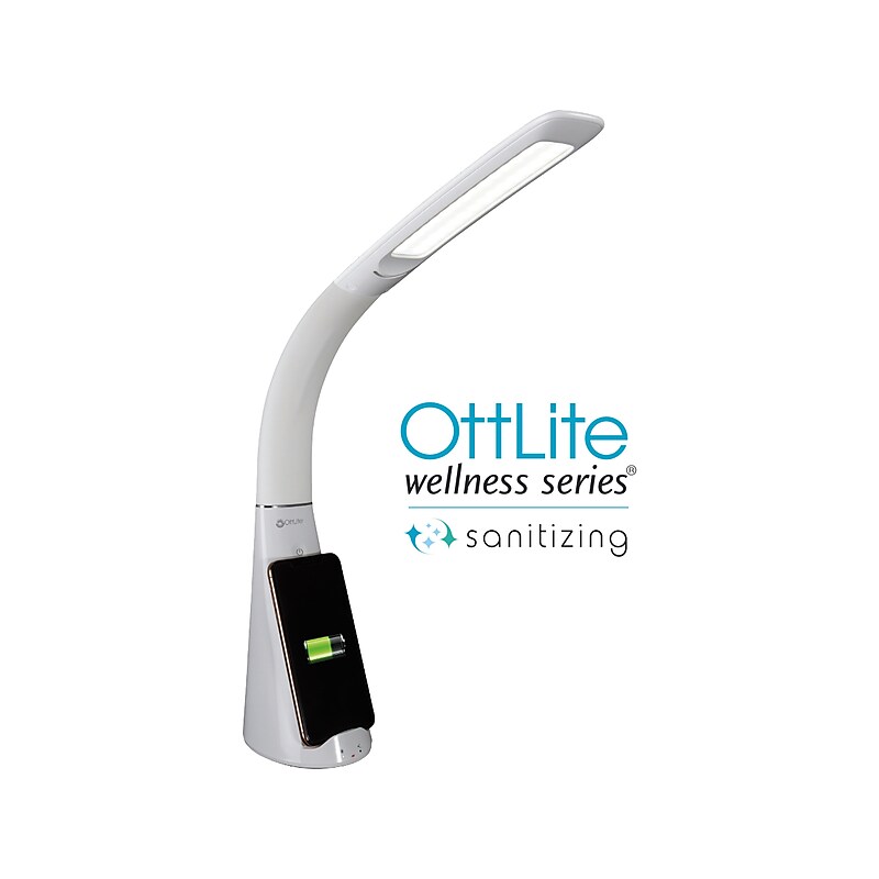 OttLite Wellness Series Purify LED Desk Lamp, 26", White (SCNQC00S) image 1