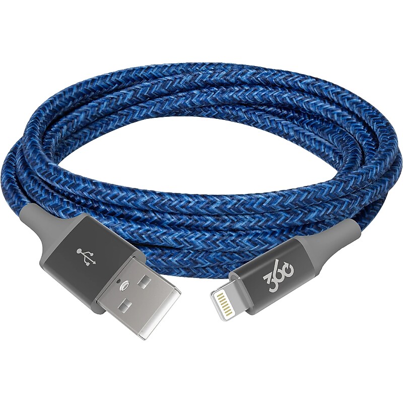 360 Electrical Habitat 8' USB A Male/Lightning 8-Pin Male, Navy (360651-NV) image 1