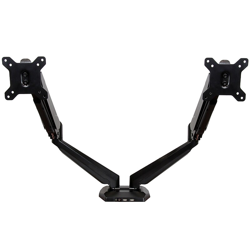 StarTech Dual Monitor Arm, One-Touch Height Adjustment Adjustable, Up to 30", Black (ARMSLIMDUO) image 1