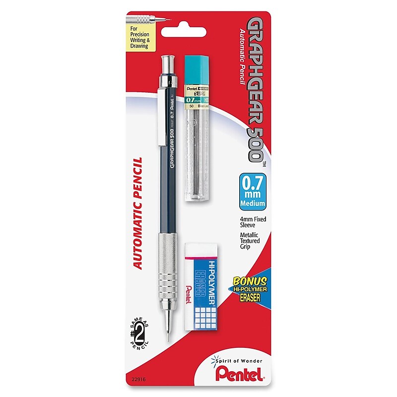 Pentel Graph Gear 500 Mechanical Pencil, 0.7mm, #2 Medium Lead (PG527LEBP) image 1