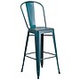 Flash Furniture Cindy Contemporary Metal Barstool with Vertical Back, Distressed Kelly Blue-Teal (ET353430KB)~#|#~sp111678317_sc7