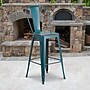 Flash Furniture Cindy Contemporary Metal Barstool with Vertical Back, Distressed Kelly Blue-Teal (ET353430KB)~#|#~sp111678318_sc7