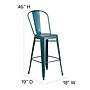 Flash Furniture Cindy Contemporary Metal Barstool with Vertical Back, Distressed Kelly Blue-Teal (ET353430KB)~#|#~sp111678320_sc7