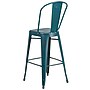 Flash Furniture Cindy Contemporary Metal Barstool with Vertical Back, Distressed Kelly Blue-Teal (ET353430KB)~#|#~sp111678321_sc7