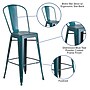 Flash Furniture Cindy Contemporary Metal Barstool with Vertical Back, Distressed Kelly Blue-Teal (ET353430KB)~#|#~sp111678344_sc7