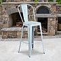 Flash Furniture Cindy Contemporary Metal Barstool with Vertical Back, Distressed Green-Blue (ET353430DB)~#|#~sp111678348_sc7