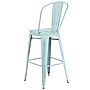 Flash Furniture Cindy Contemporary Metal Barstool with Vertical Back, Distressed Green-Blue (ET353430DB)~#|#~sp111678351_sc7