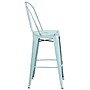 Flash Furniture Cindy Contemporary Metal Barstool with Vertical Back, Distressed Green-Blue (ET353430DB)~#|#~sp111678354_sc7