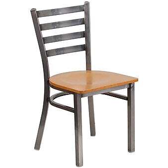 Flash Furniture HERCULES Series Metal Ladder Back and Wood Seat Restaurant Chair, Natural (XUDG694CLADNATW)