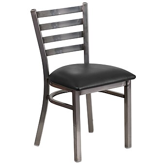 Flash Furniture HERCULES Ladder Back Metal Restaurant Chair; Black Vinyl Seat (XUDG694CLADBLKV)